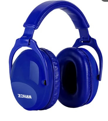 Blue over-ear headphones labeled "AMZ," designed as essential hearing protection for children.