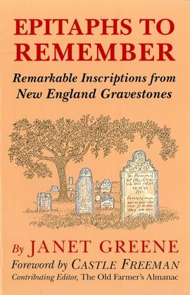 The cover of "Epitaphs to Remember" by NBN features illustrations of gravestones under a tree, with the subtitle "Remarkable Inscriptions from New England Gravestones," providing a poignant glimpse into New England history.