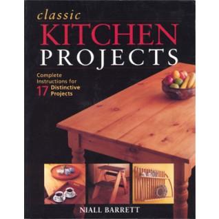 Cover of the book "Classic Kitchen Projects: Complete Instructions for 17 Distinctive Projects" by Taunton Press, featuring a wooden table and utensils, promising to enhance your cooking enjoyment.