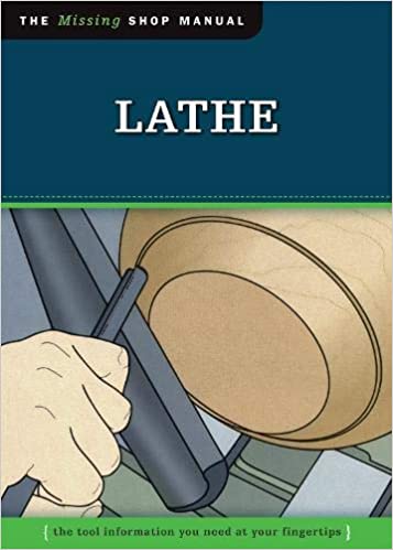 Cover of FOX's "Lathe: The Tool Information You Need at Your Fingertips," featuring an illustration of a hand using a lathe tool on a wooden piece, with text below stating the essential information for optimal lathe setup.